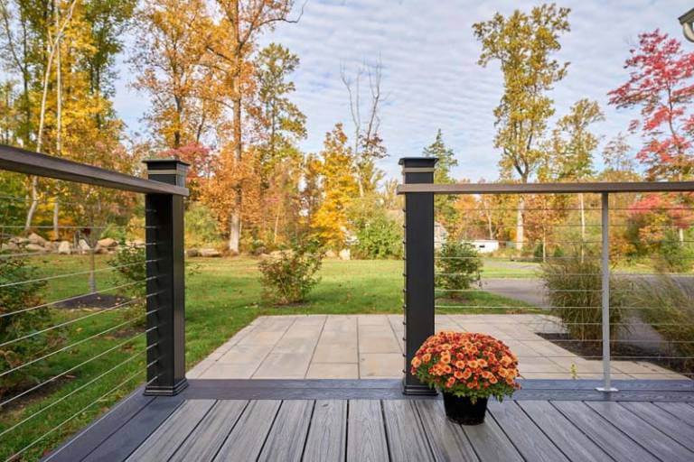 Wooden deck with flowers