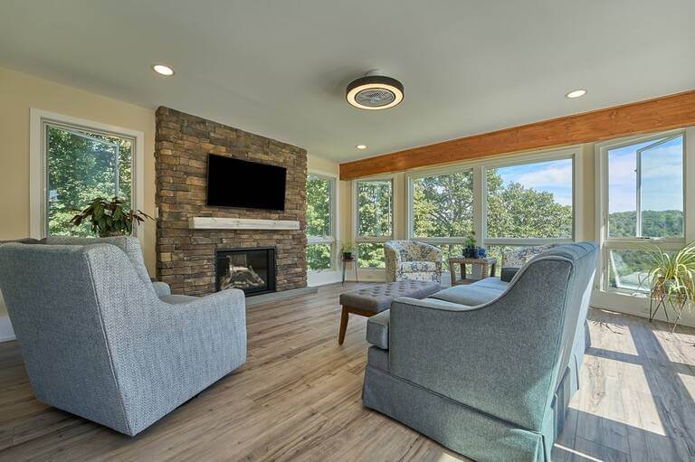Interior living room with fireplace