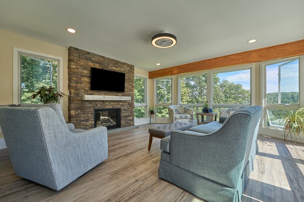 Interior living room with fireplace