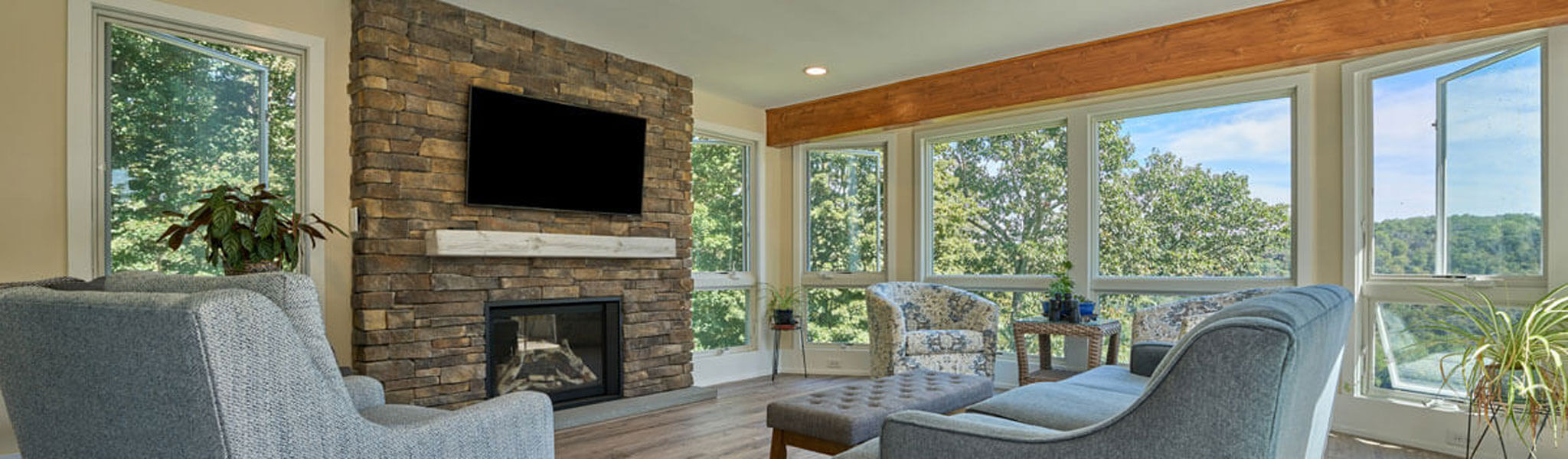 Interior living room with fireplace